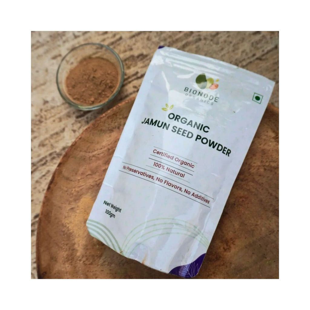 bionode_organics_jamun_seed_powder_100g_pack_front_with_contents