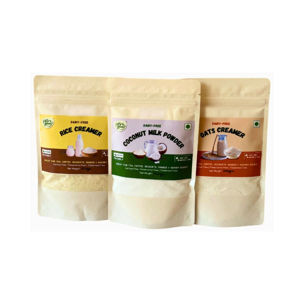 plant_yum_creamer_trial_pack_coconut_milk_powder_oats_creamer_rice_creamer_vegan_pack_of_3_100g_300g_pack_front