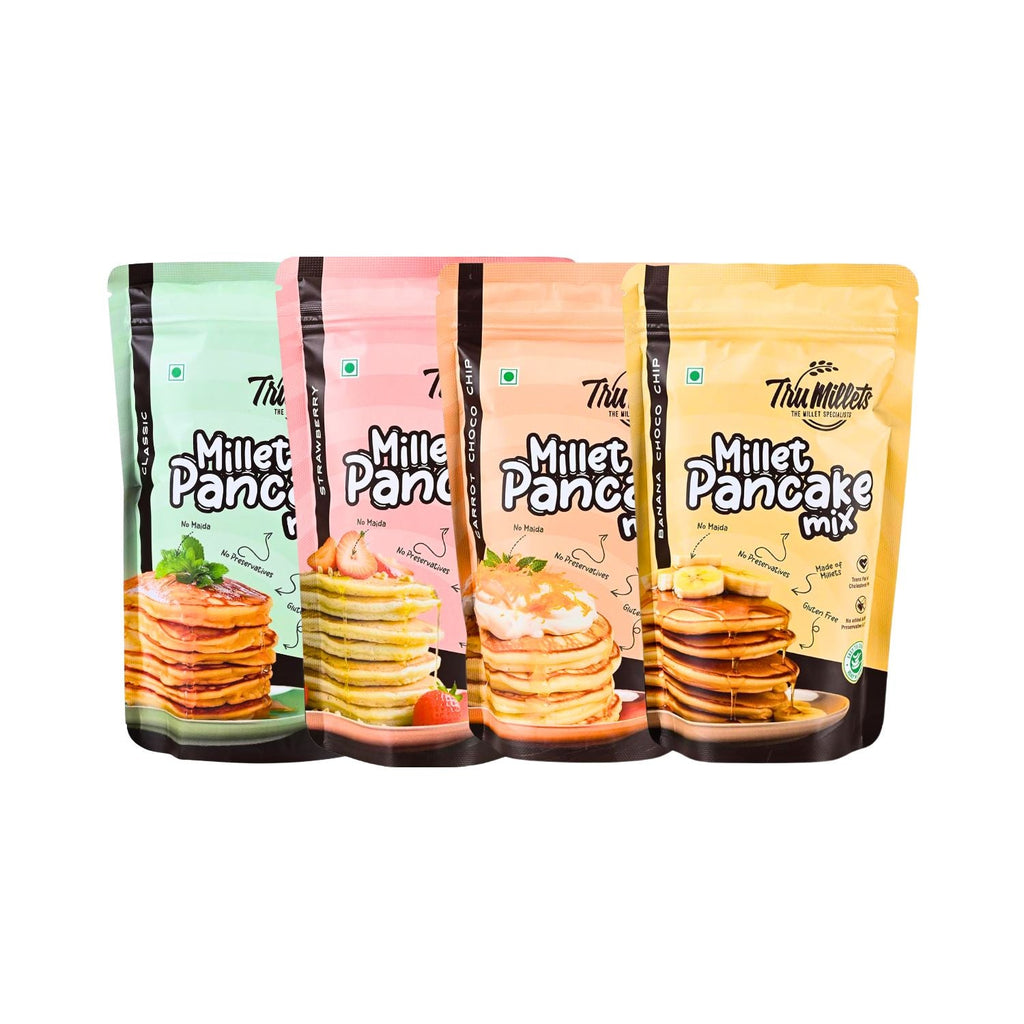 tru_millets_pancake_comb_classic_strawberry_carrot_banana_pancake_mix_pack_of_8_600g_pack_front_range_of_flavours