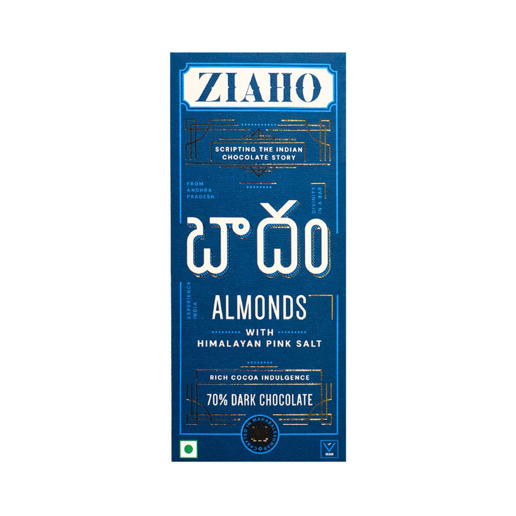 ziaho_70%_dark_chocolate_almonds_with_himalayan_pink_salt_65g_pack_front