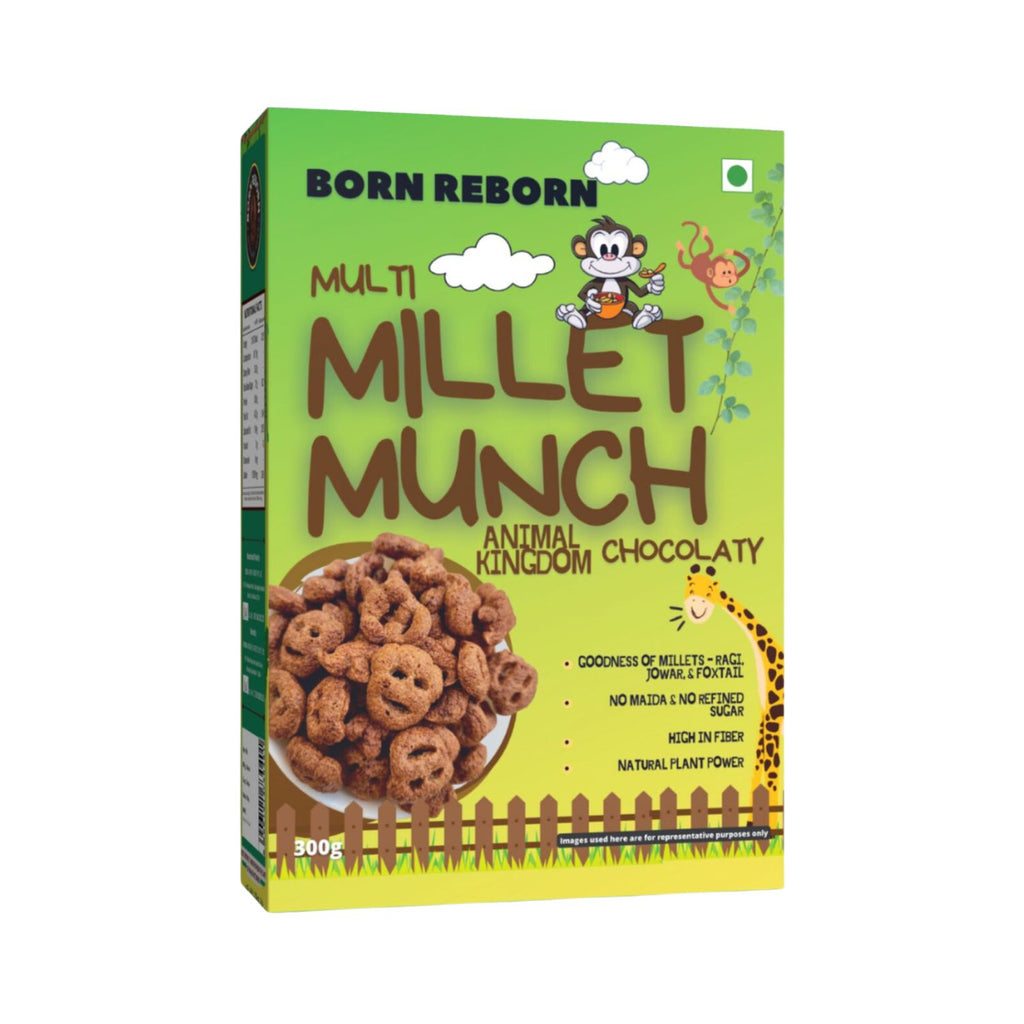 BornReborn-Millet-Munch-Animal-Kingdom-Chocolate-Breakfast-Cereal-300g-Front