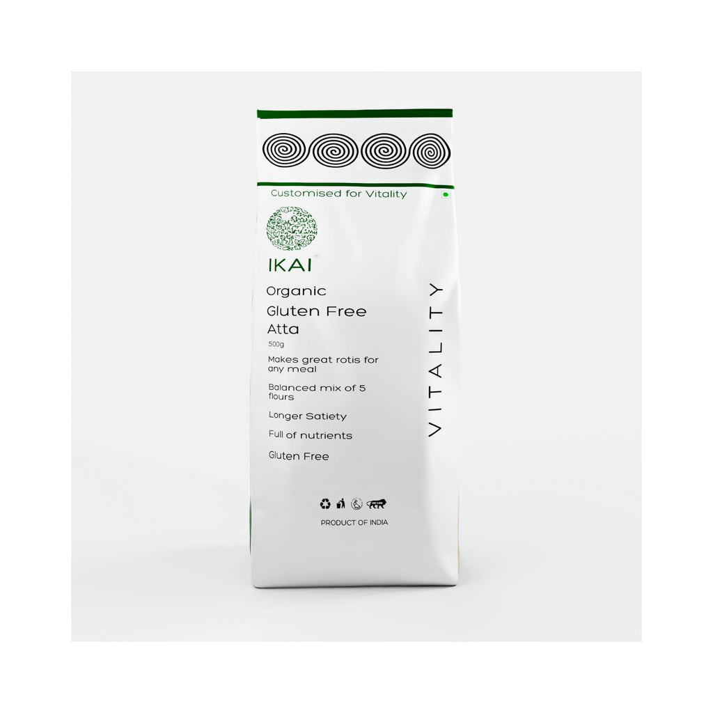 IKAI Organic Gluten Free Atta packaging on a white background