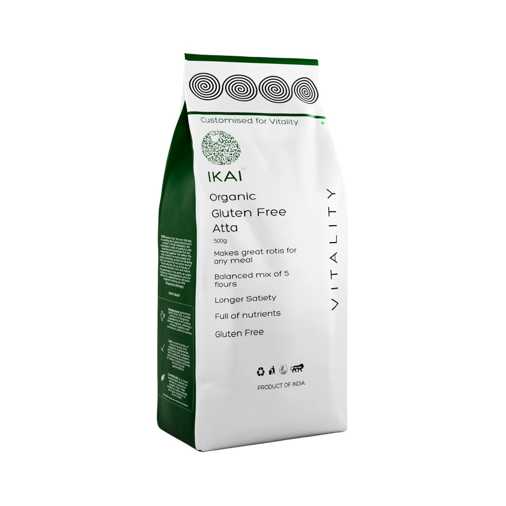 Ikai Organic Gluten Free Atta package on a white background