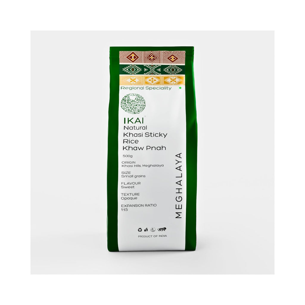 Packaged product with green and white design on a white background