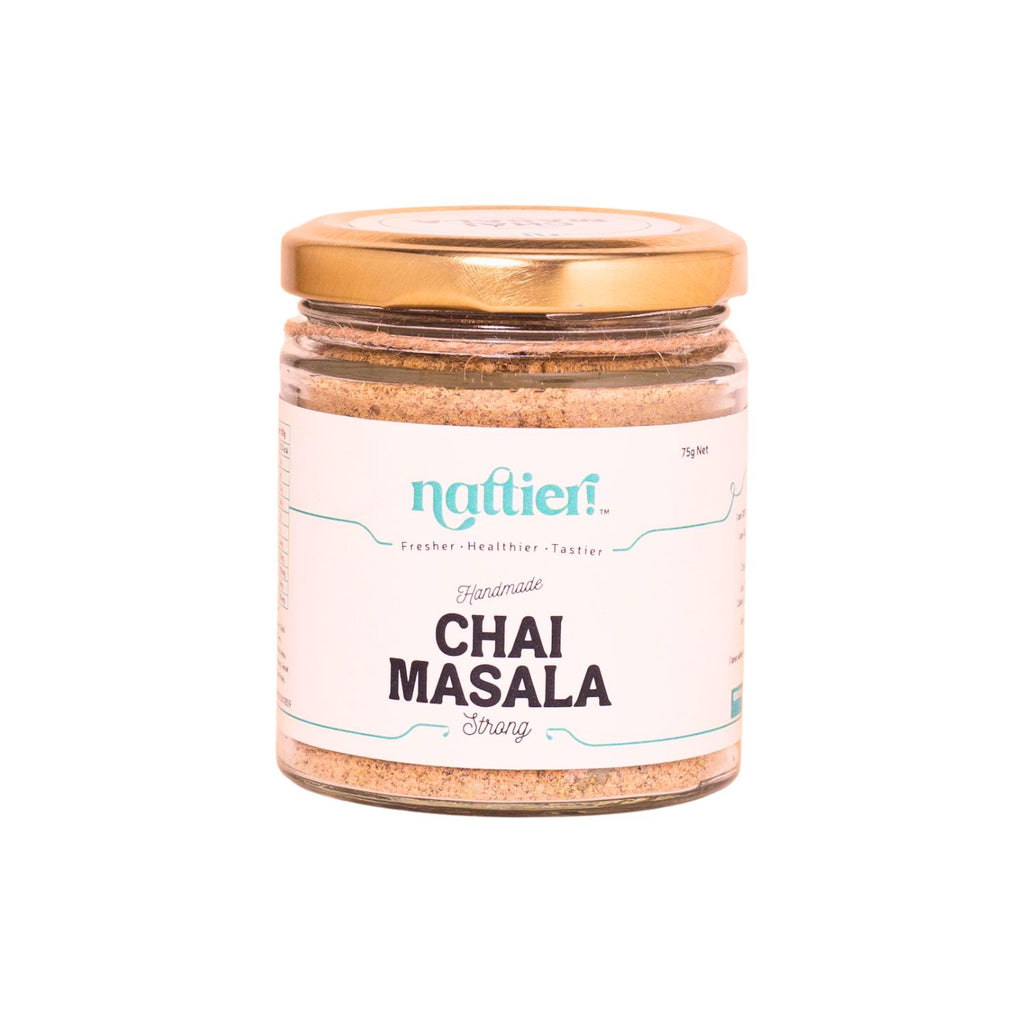 Jar of Nattier Chai Masala on a white background