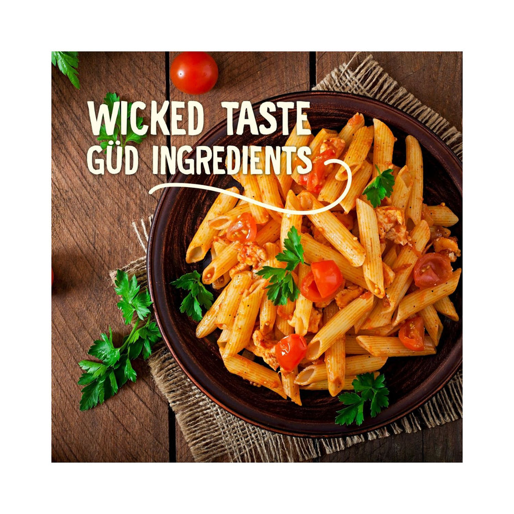 Wicked-Gud-Penne-Pasta-400g-Made-with-Durum-Wheat-Plated