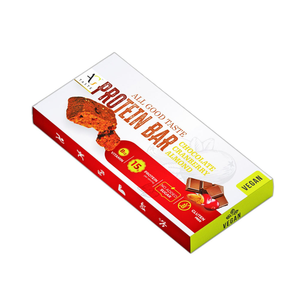 all_good_taste_protein_bar_chocolate_cranberry_almond_270g_pack_angle_1