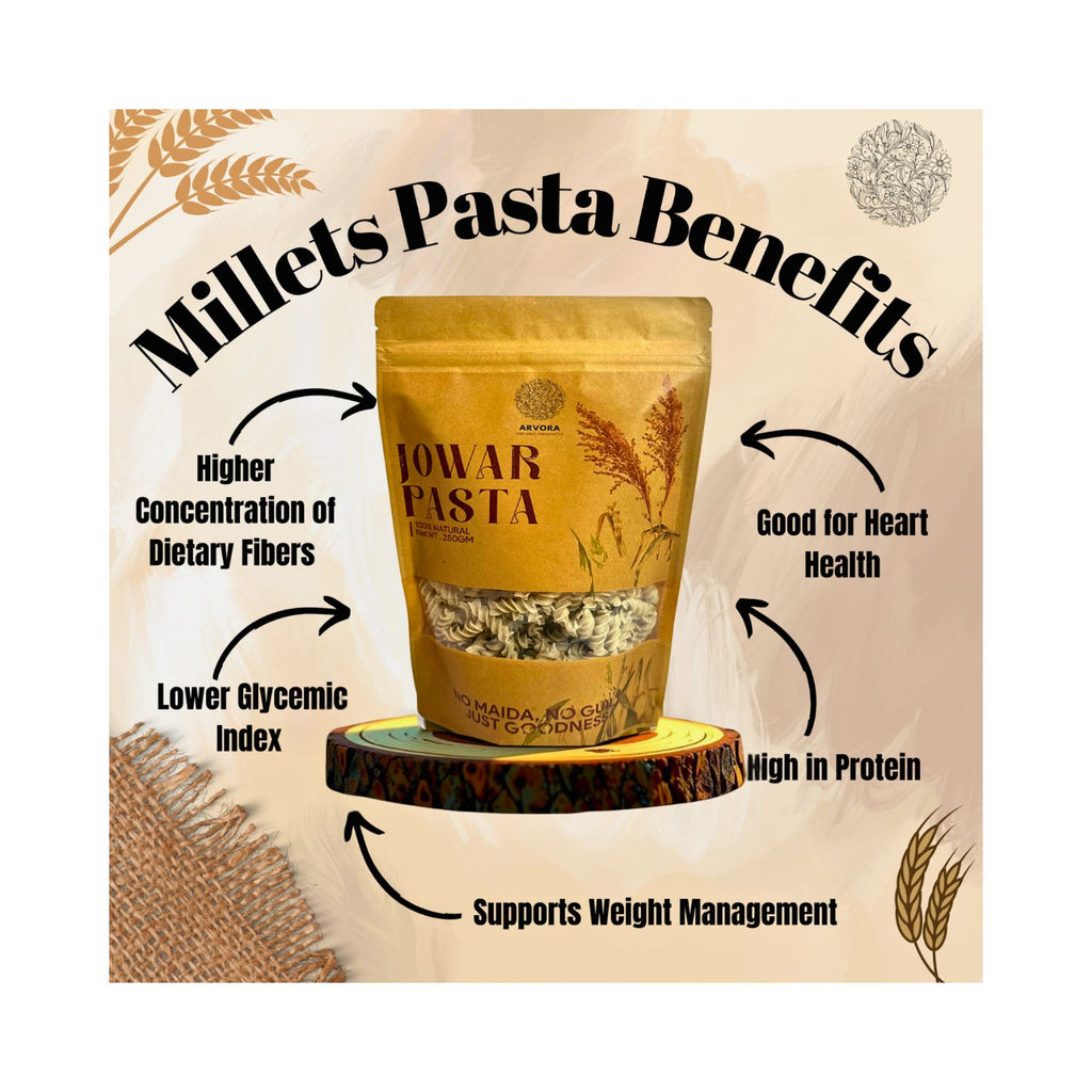 arvora_organic_products_jowar__sorghummillet__pasta_250gm_pack_front_benefits