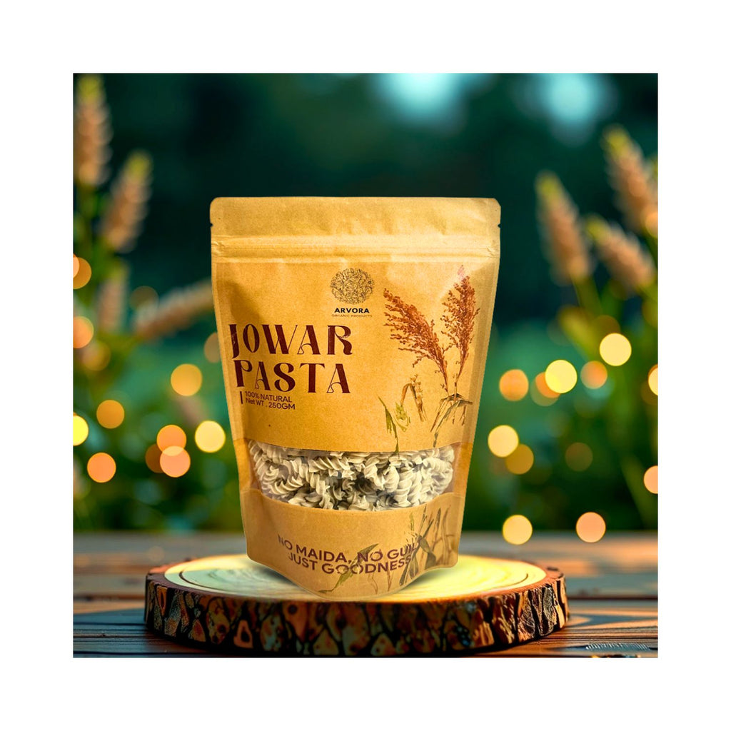 arvora_organic_products_jowar__sorghummillet__pasta_250gm_pack_front_lifestyle