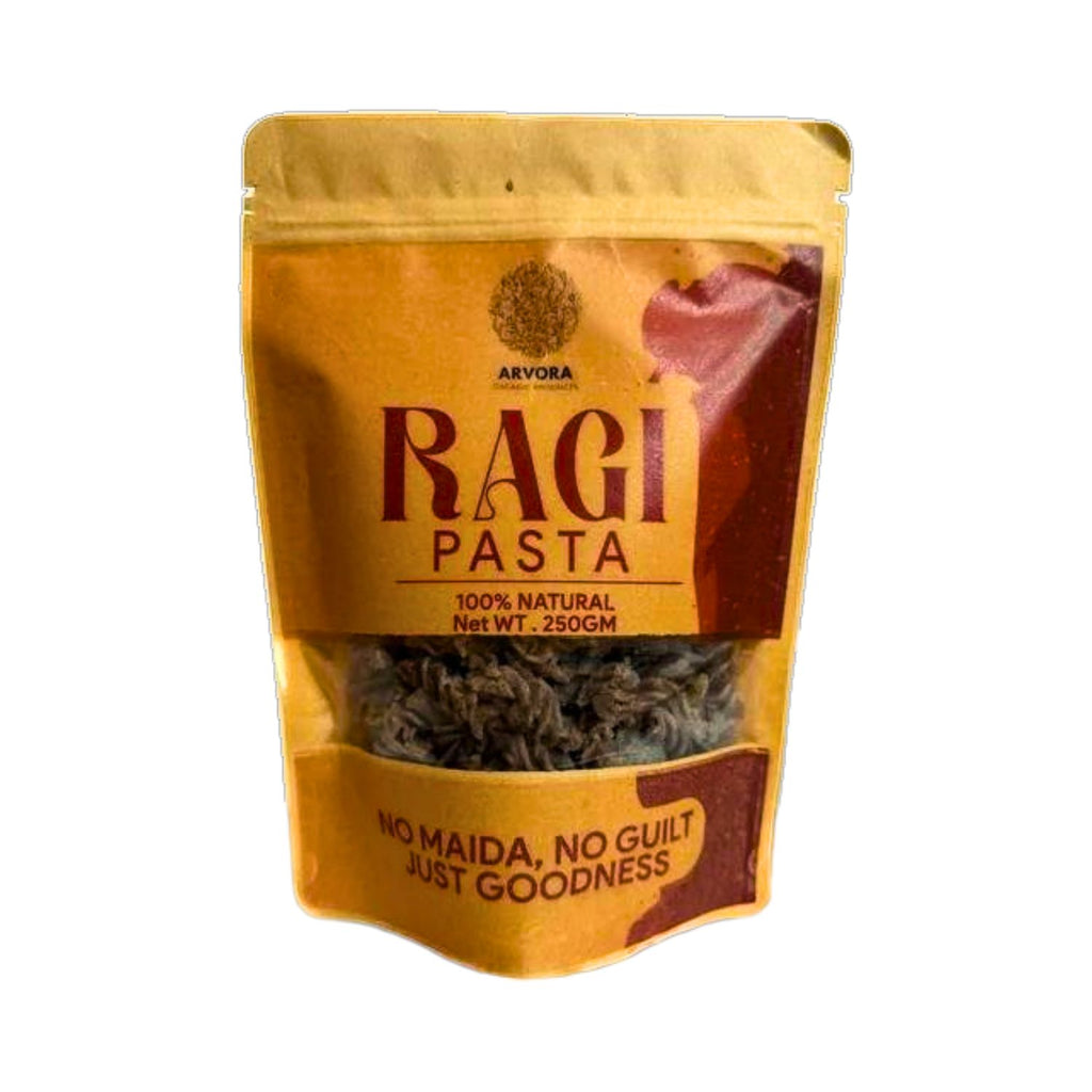 arvora_organic_products_ragi__fingermillet__pasta_250gm_pack_front