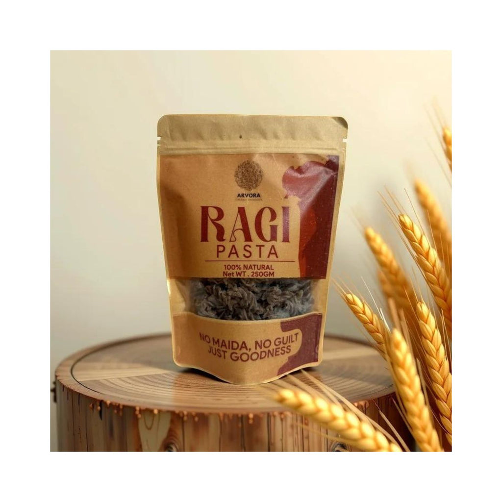 arvora_organic_products_ragi__fingermillet__pasta_250gm_pack_front_lifestyle