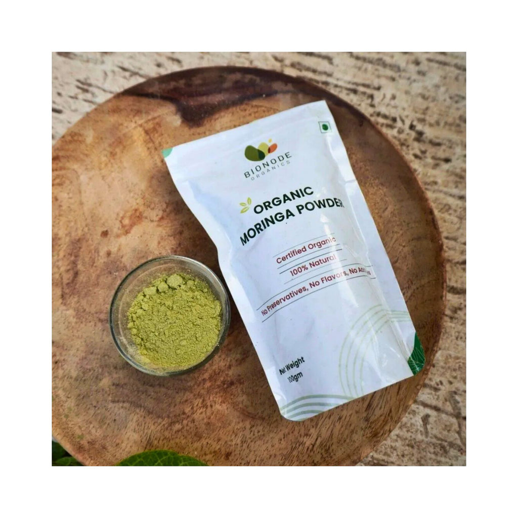 bionode_organics_moringa_powder_100g_pack_front_with_contents