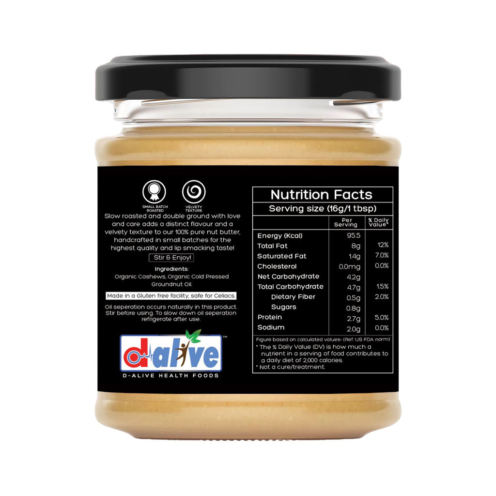 d-alive_organic_cashew_butter_unsweetened_180g_jar_side