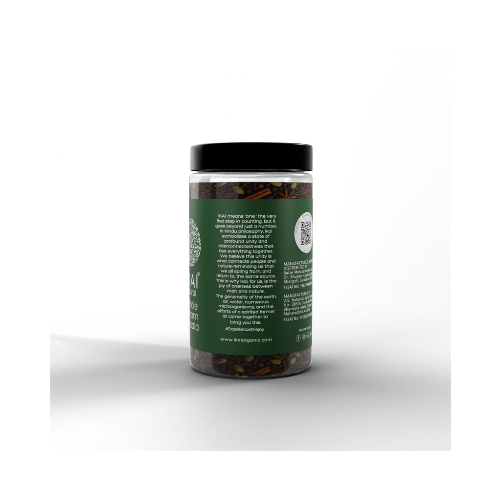 Jar of IKAI Natural Whole Garam Masala on a white background showing ikai meaning