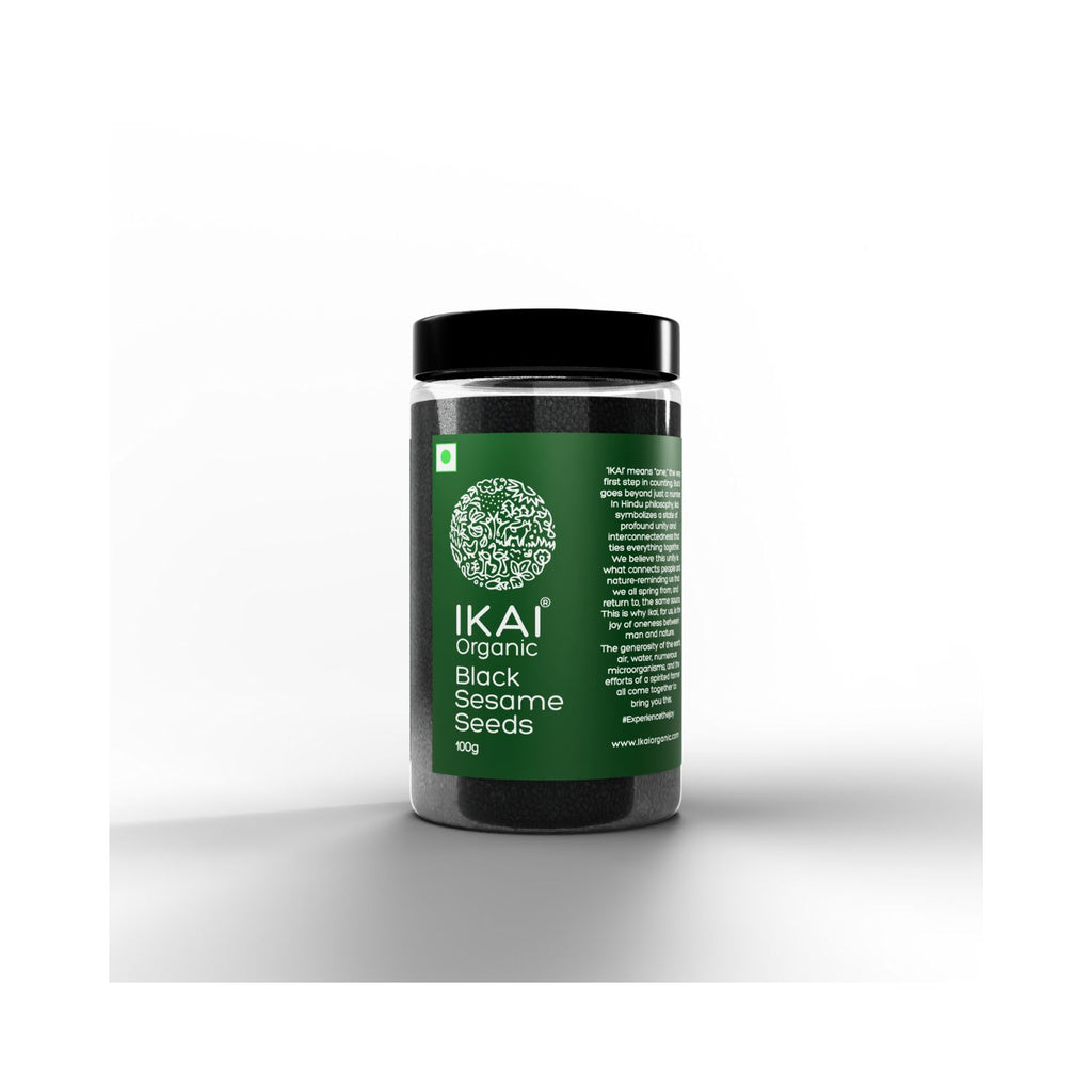 Jar of IKAI Organic Black Sesame Seeds on a white background smaller image