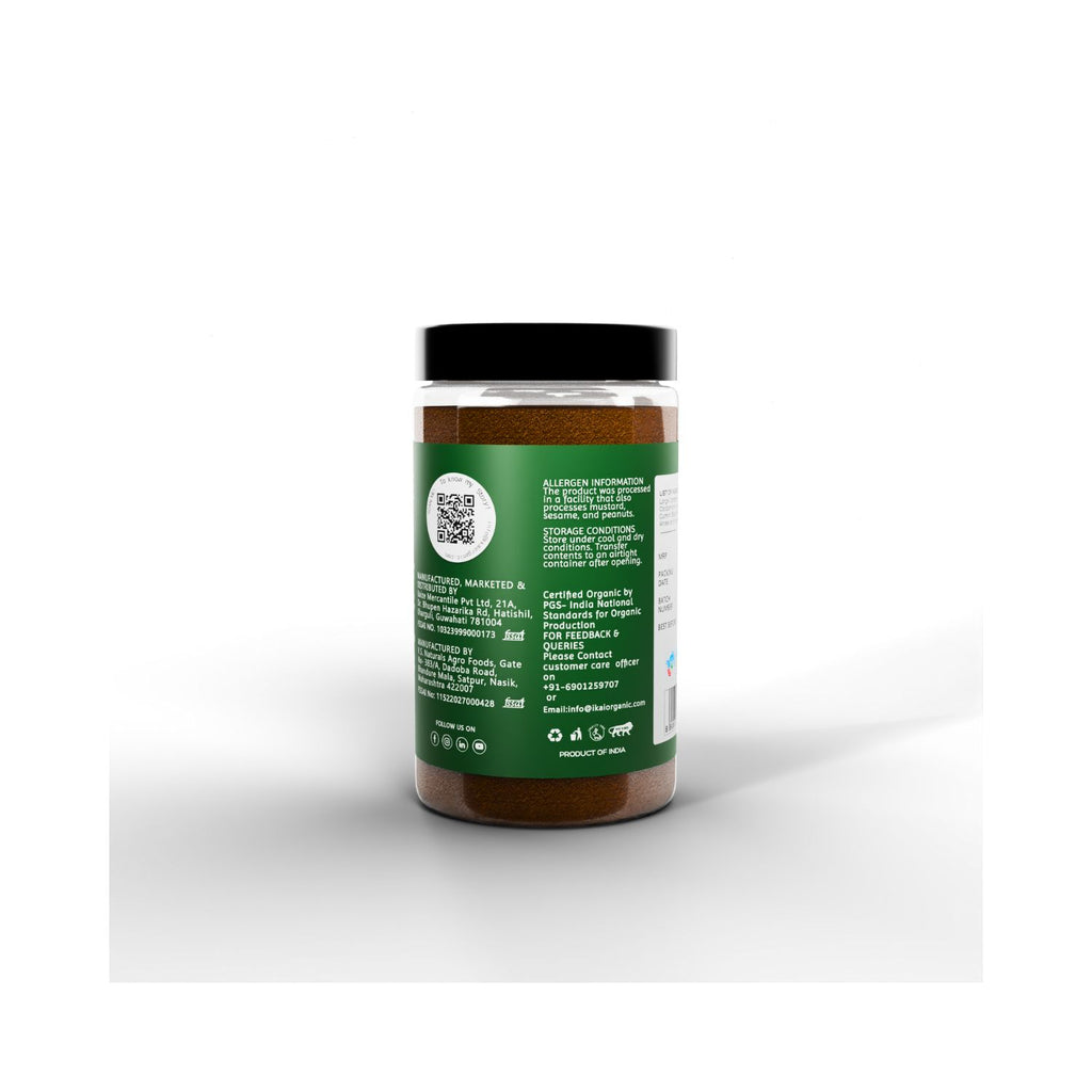 Jar with green label on a white background