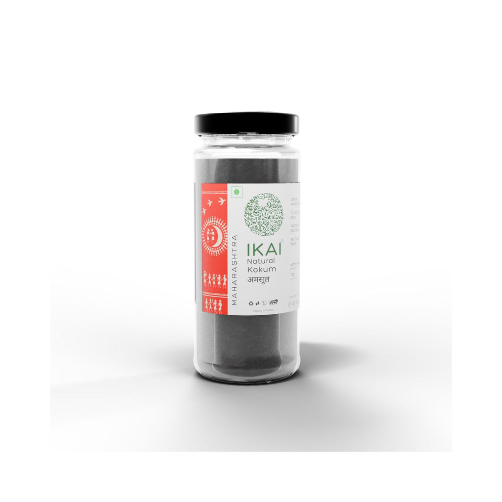 Jar of  IKAI natural kokum on a white background