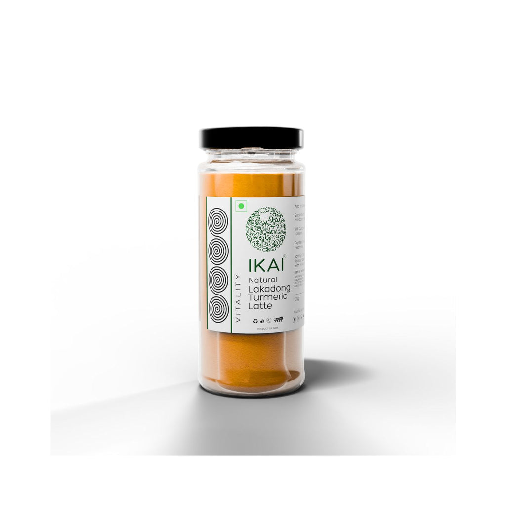 Jar of IKAI Natural Lakadong Turmeric Latte on a white background smaller image