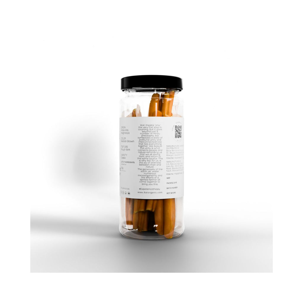 Jar of IKAI Meghalaya Cinnamon with a label on a white background text showing what IKAI means