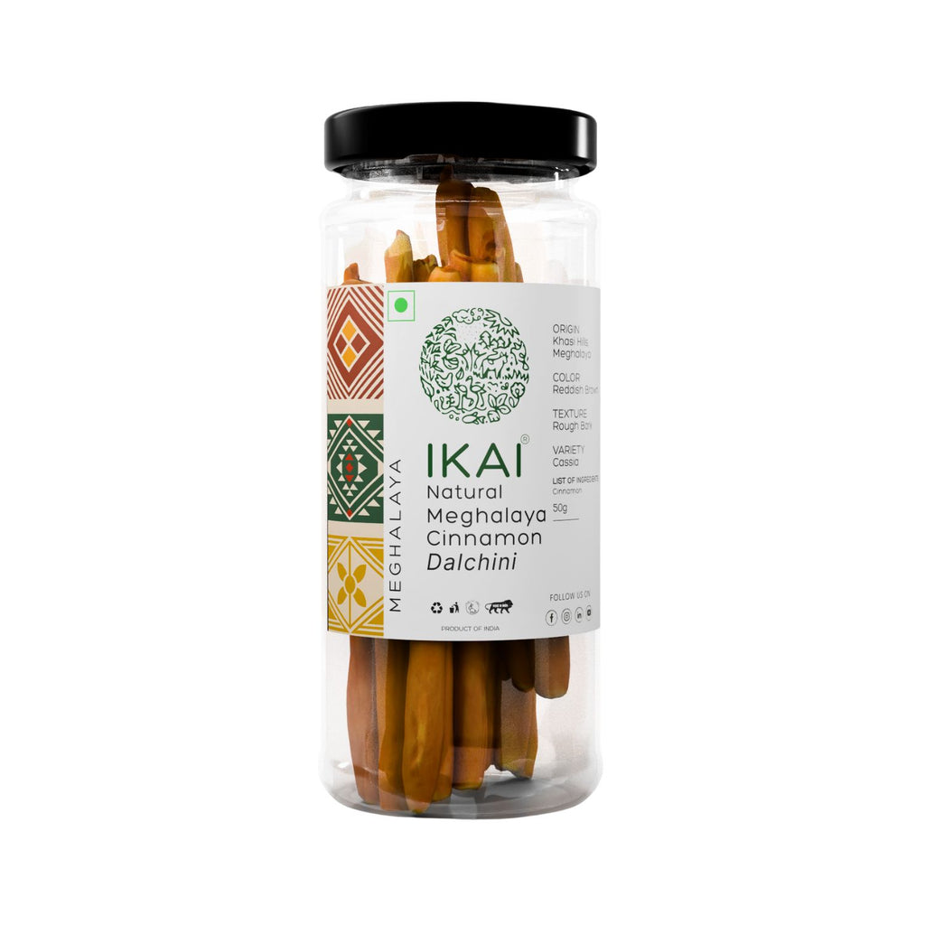 Jar of IKAI Meghalaya Cinnamon on a white background