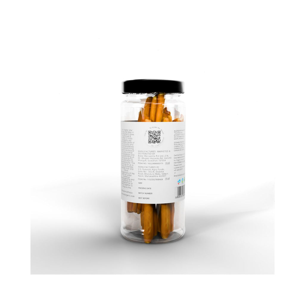 Jar of IKAI Meghalaya Cinnamon with a label on a white background showing QR code and manufacturer info
