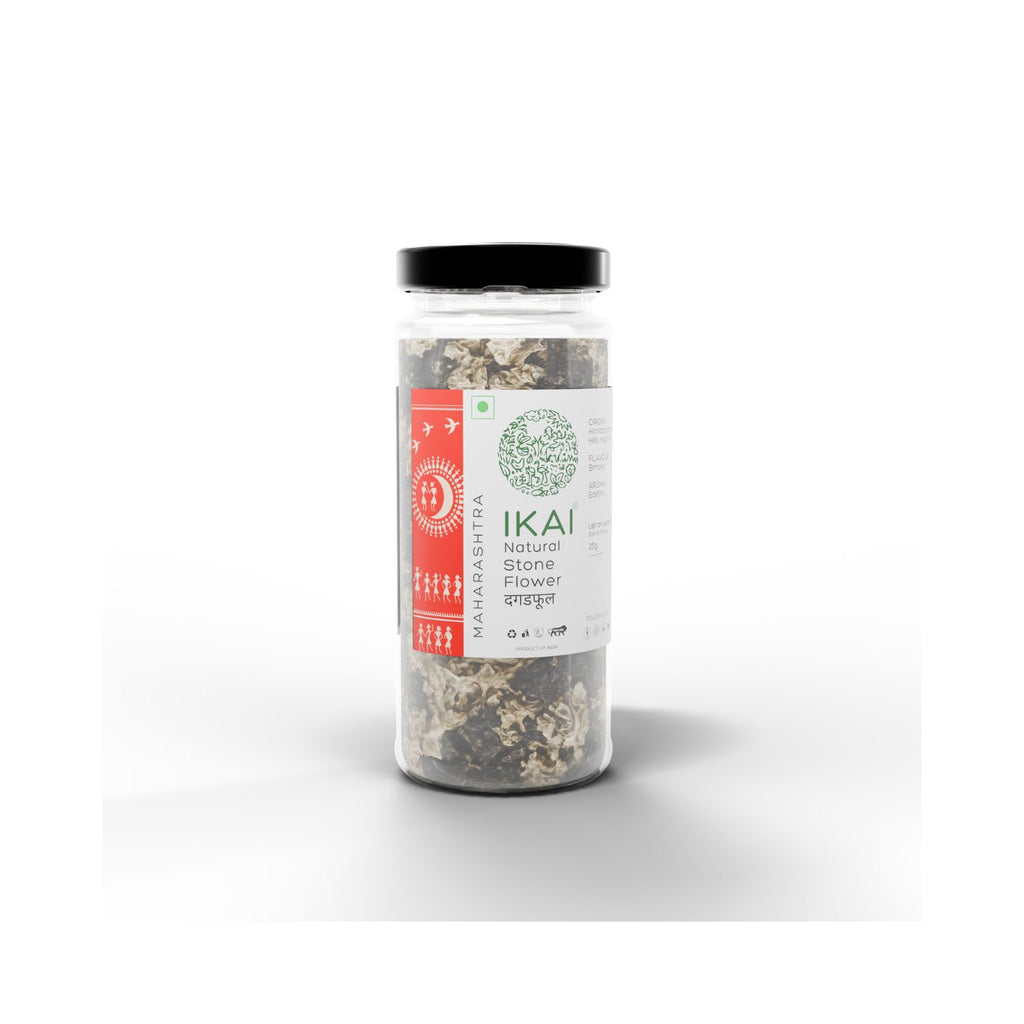 Jar of IKAI natural flower and herb mix on a white background