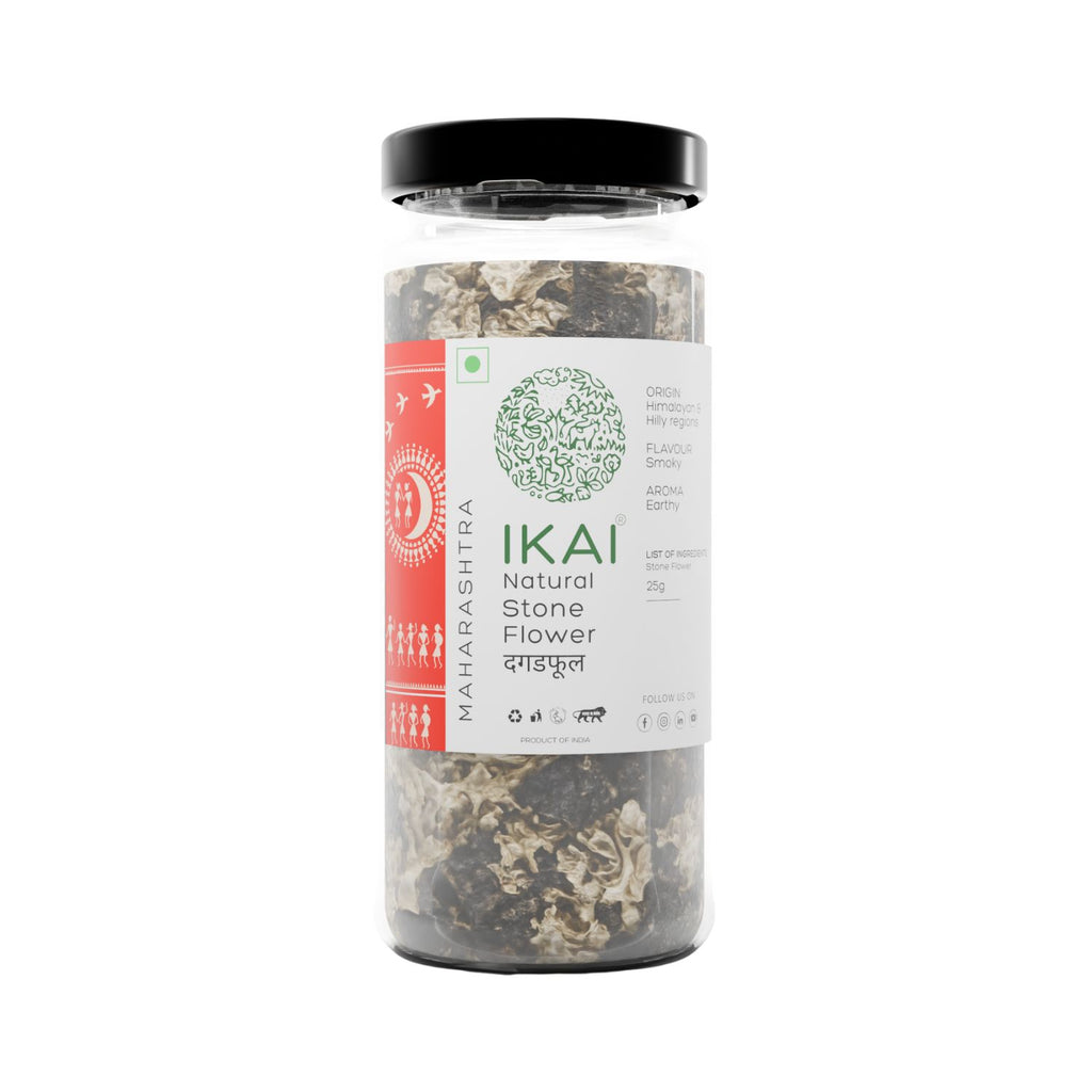 Jar of IKAI Natural Stone Flower on a white background