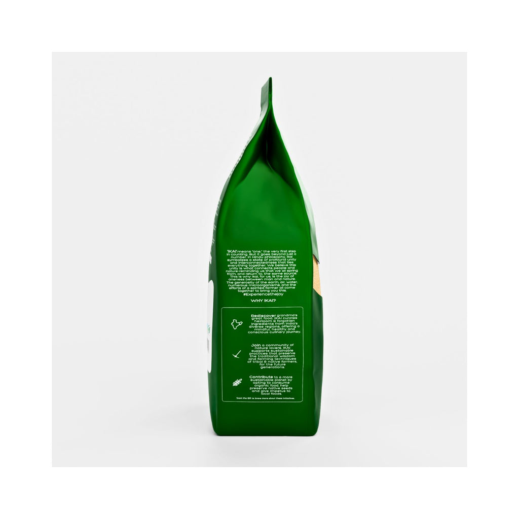Green product packaging with text on a white background