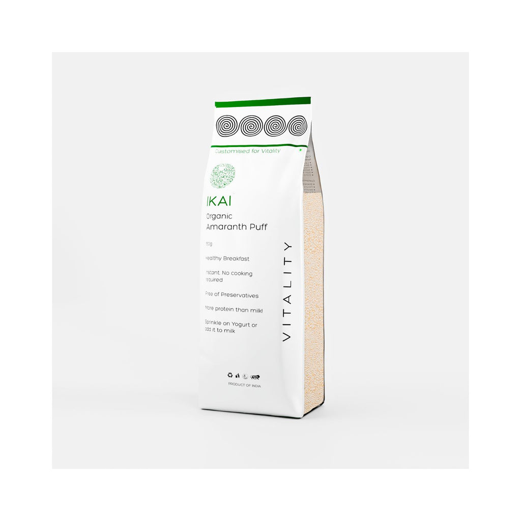 White packaging of 'Vitality' with green accents on a white background