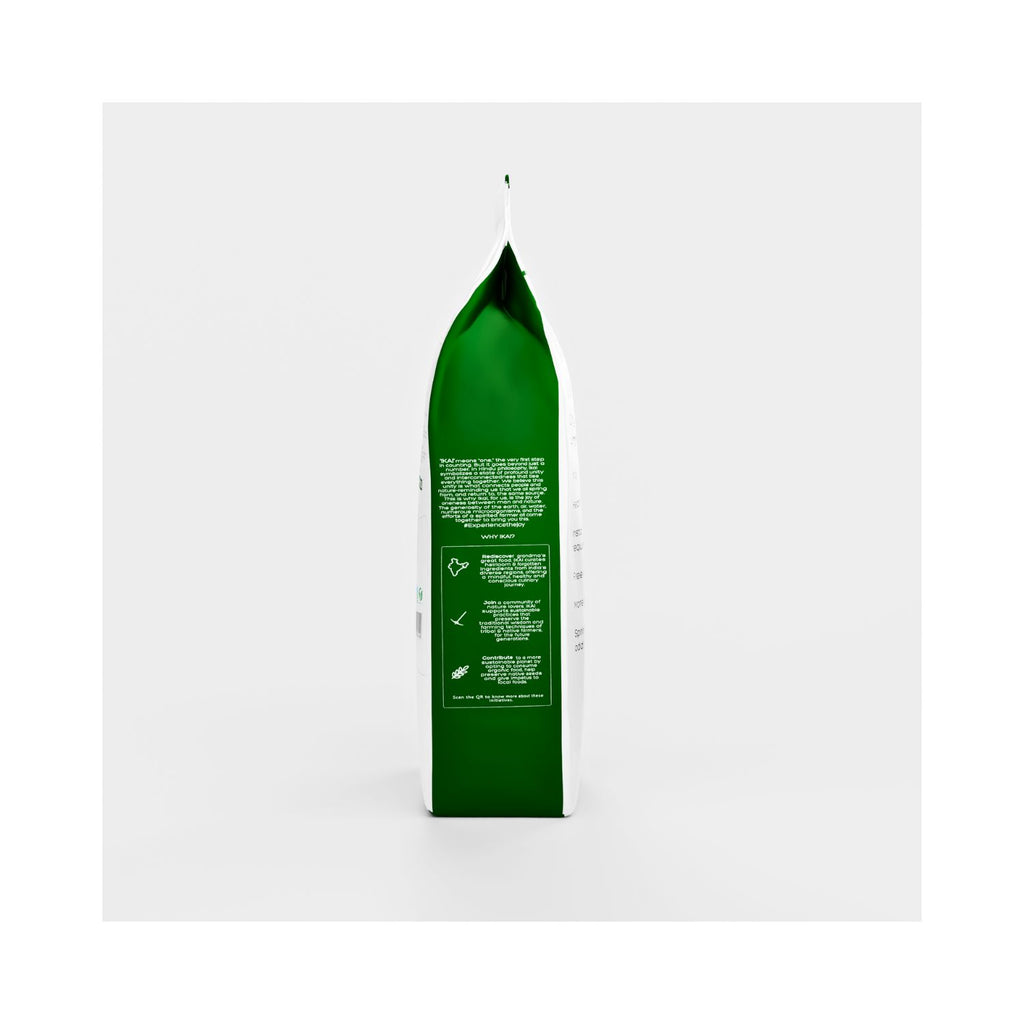 Green package with text on a white background
