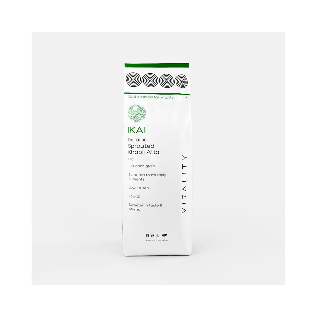Ikai Organic Sprouted Khali Atta packaging on a white background