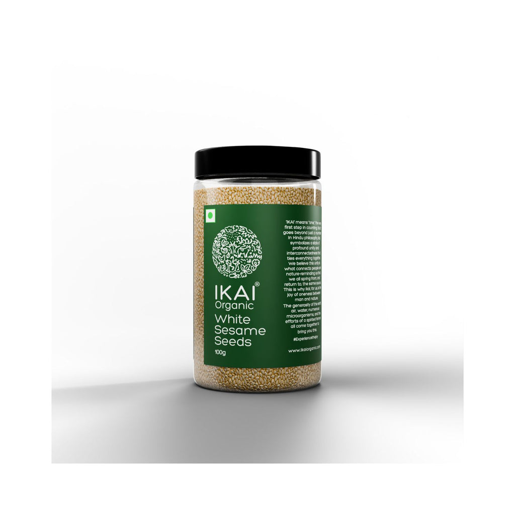 Jar of IKAI Organic White Sesame Seeds on a white background smaller image