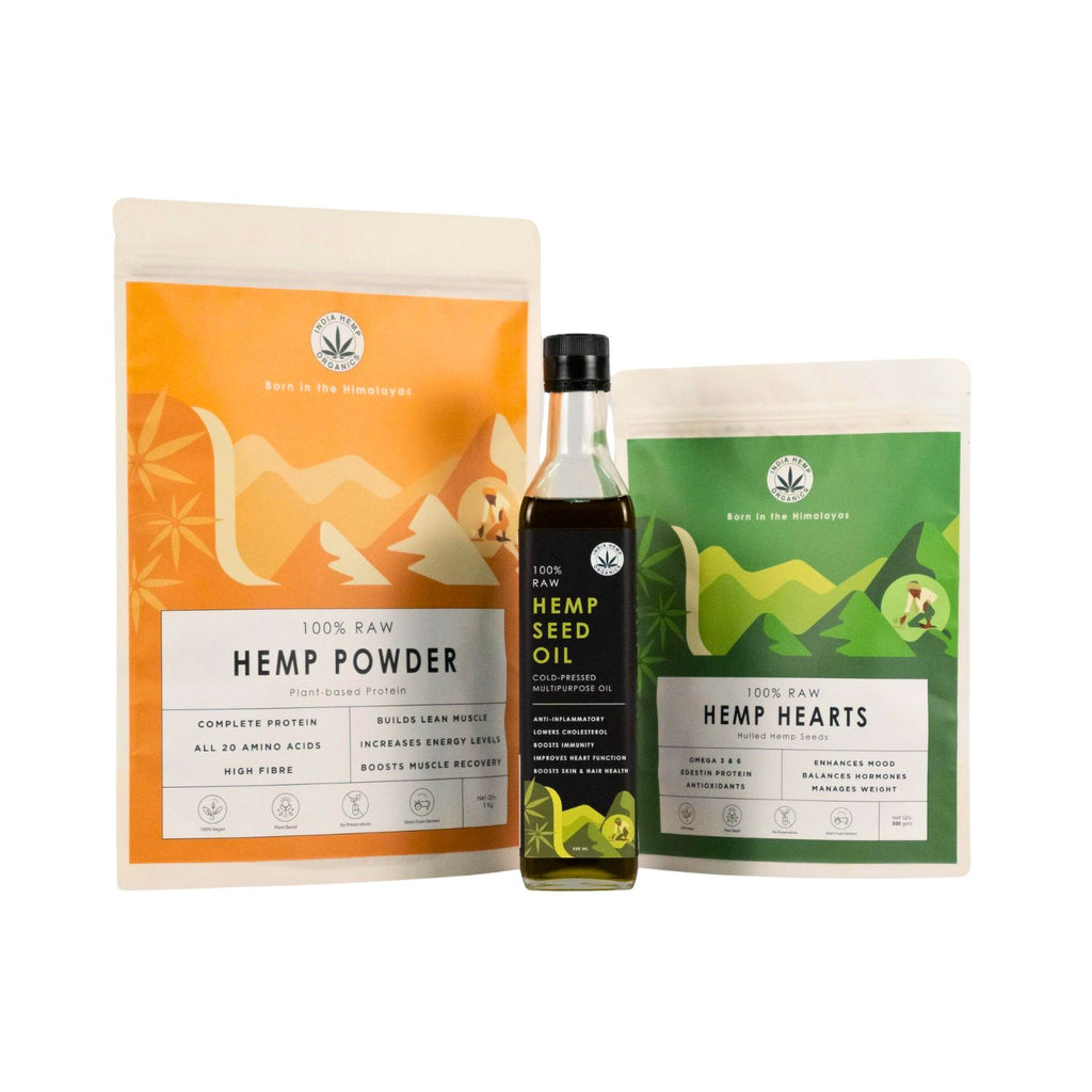 india_hemp_organics_oil_500ml_hearts_500g_protein_powder_1kg_mega_value_pack