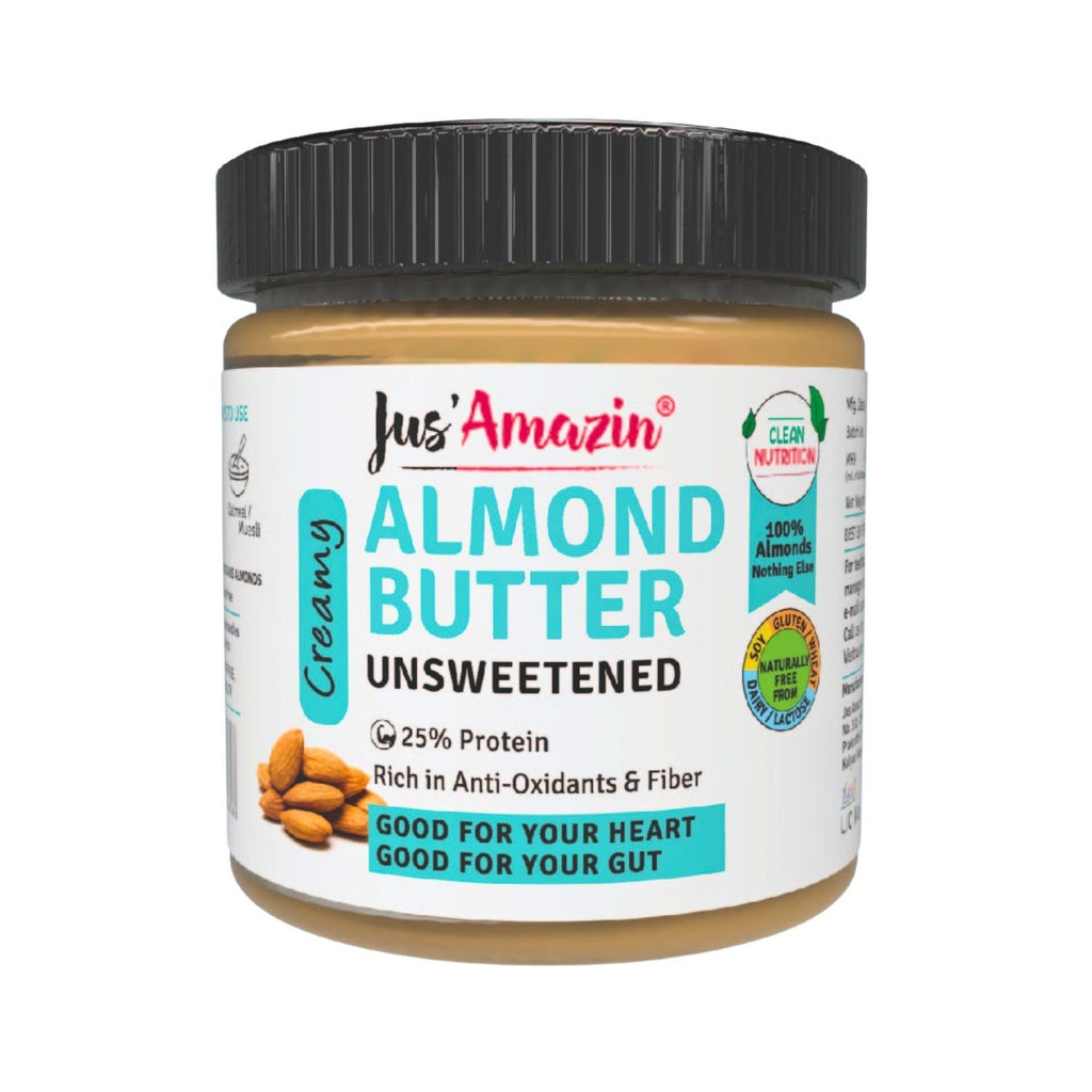 jus_amazin_creamy_almond_butter_unsweetened_25__proteinvegan_200g_jar_front