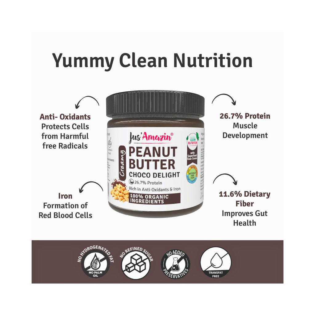 jus_amazin_creamy_organic_peanut_butter_choco_delight_26.7__protein_vegan_200g_jar_benefits