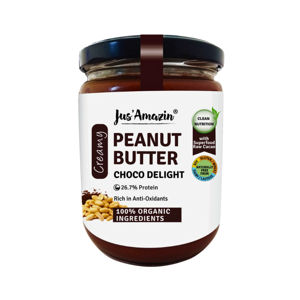 jus_amazin_creamy_organic_peanut_butter_choco_delight_26.7__protein_vegan_500g_jar_front