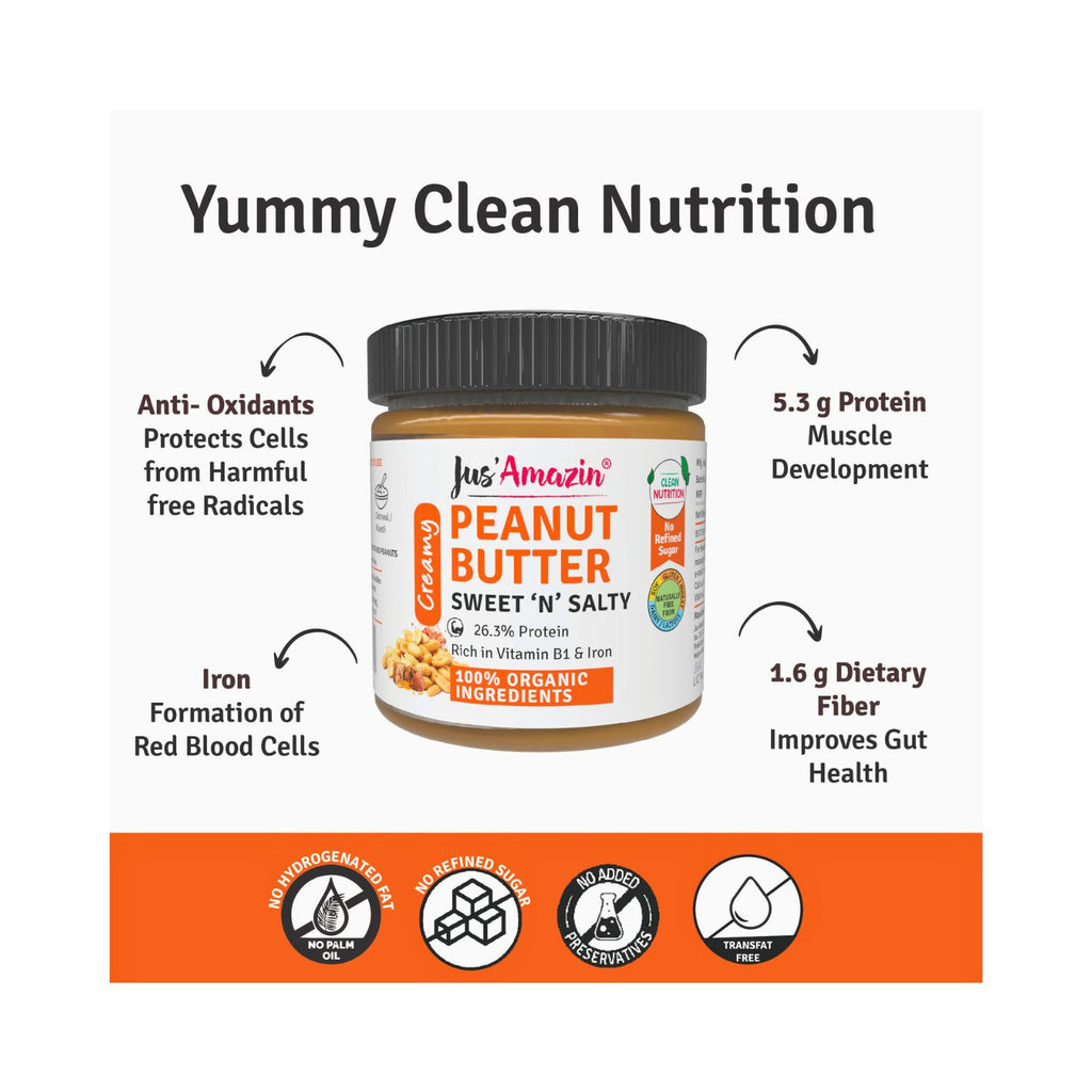 jus_amazin_creamy_organic_peanut_butter_sweet_n_salty_26.4__protein_vegan200g_jar_benefits