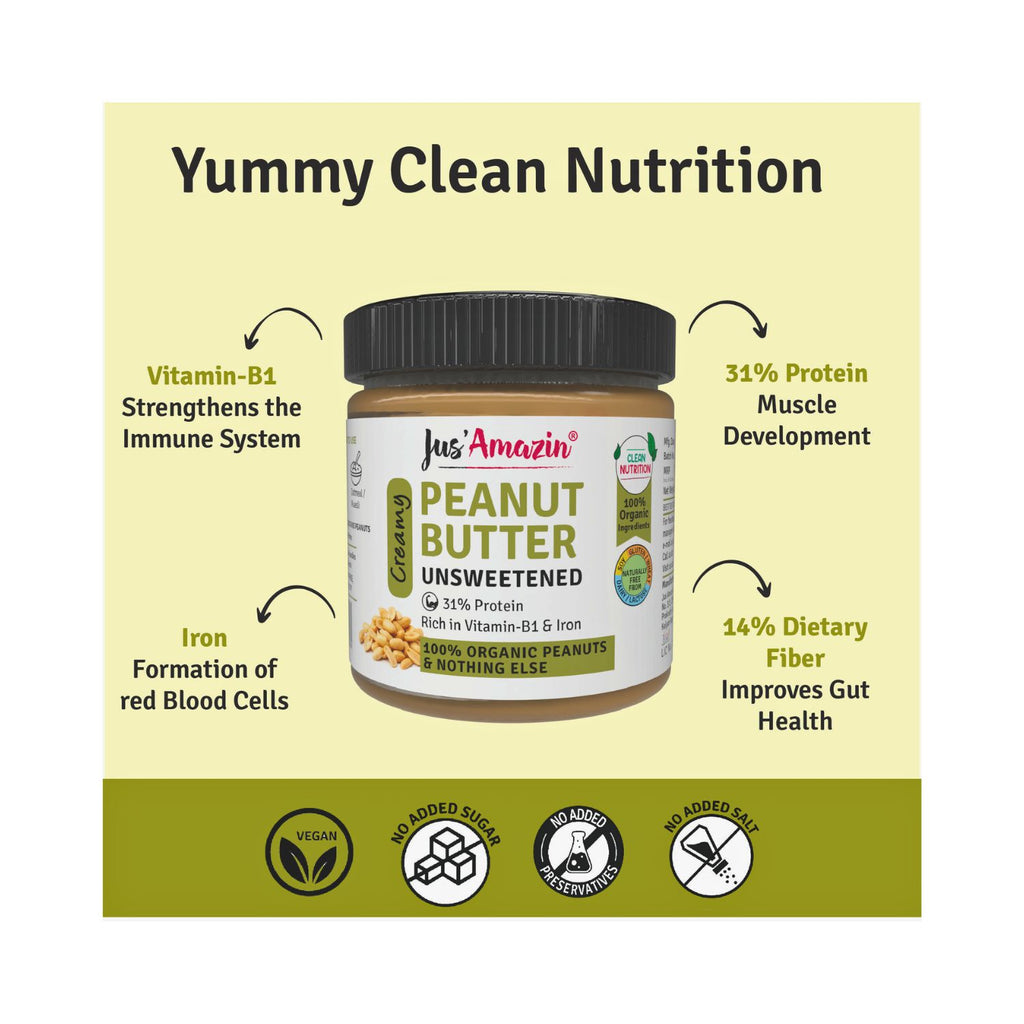 jus_amazin_creamy_organic_peanut_butter_unsweetened_31__protein_vegan_200g_jar_benefits_2