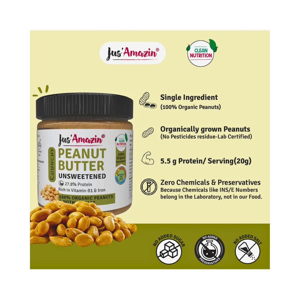 jus_amazin_crunchy_organic_peanut_butter_unsweetened_28__protein_vegan_200g_jar_benefits