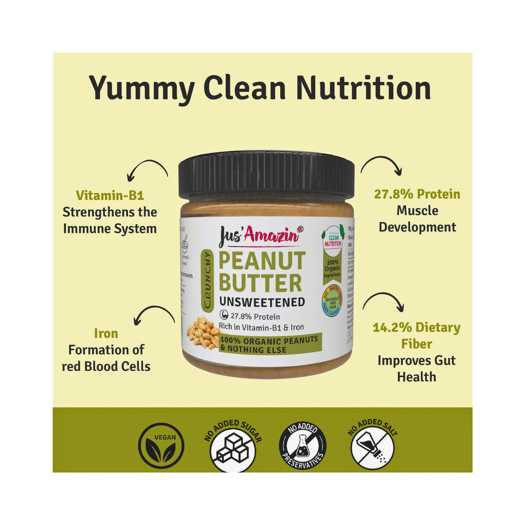 jus_amazin_crunchy_organic_peanut_butter_unsweetened_28__protein_vegan_200g_jar_benefits_2