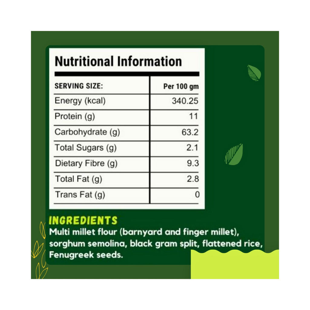 nutritional information label with green border and white background
