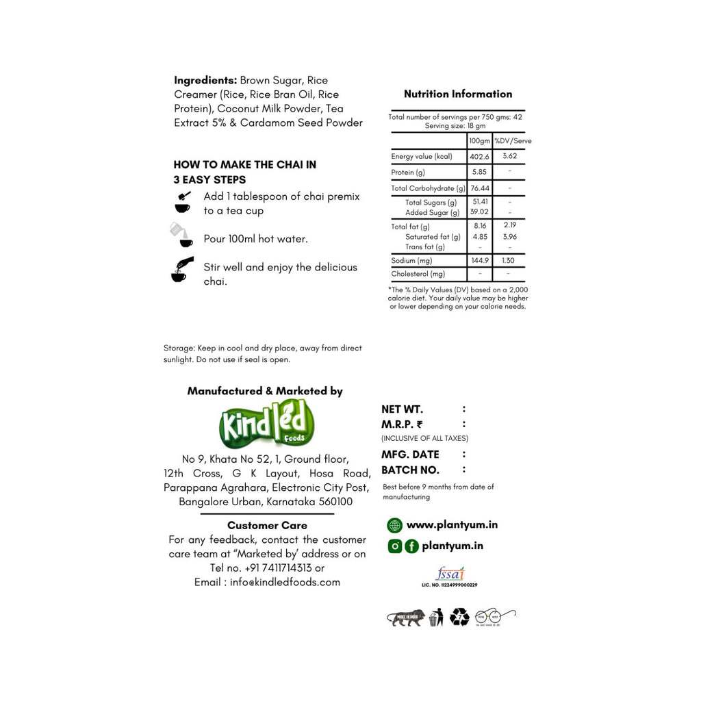 plant_yum_instant_cardamom_tea_premix_vegan_750g_pack_back_label