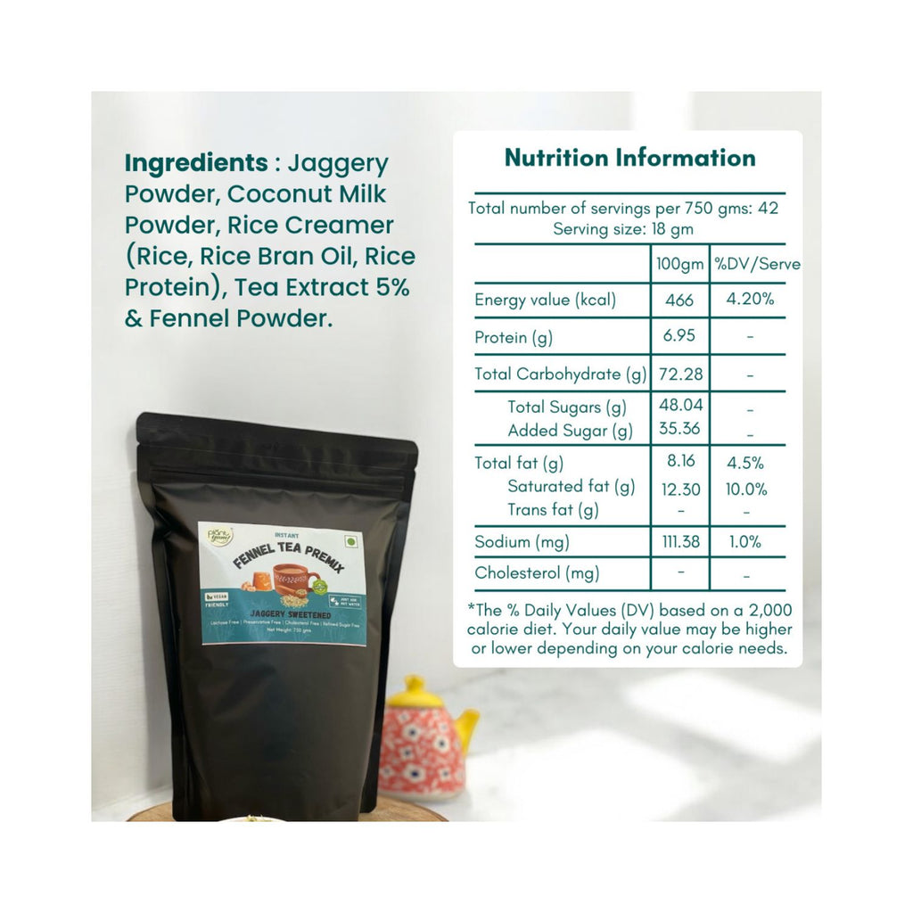 plant_yum_instant_fennel_tea_premix_saunf_jaggery_sweetened_super_saver_pack_vegan_750g_pack_front_ingredients_nutrition