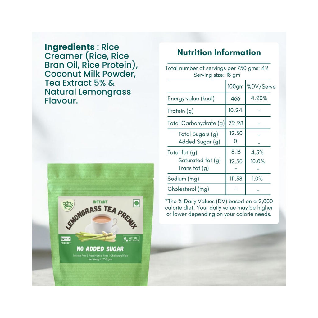 plant_yum_instant_lemongrass_tea_premix_no_added_sugar_vegan_750g_pack_front_ingredients_nutrition