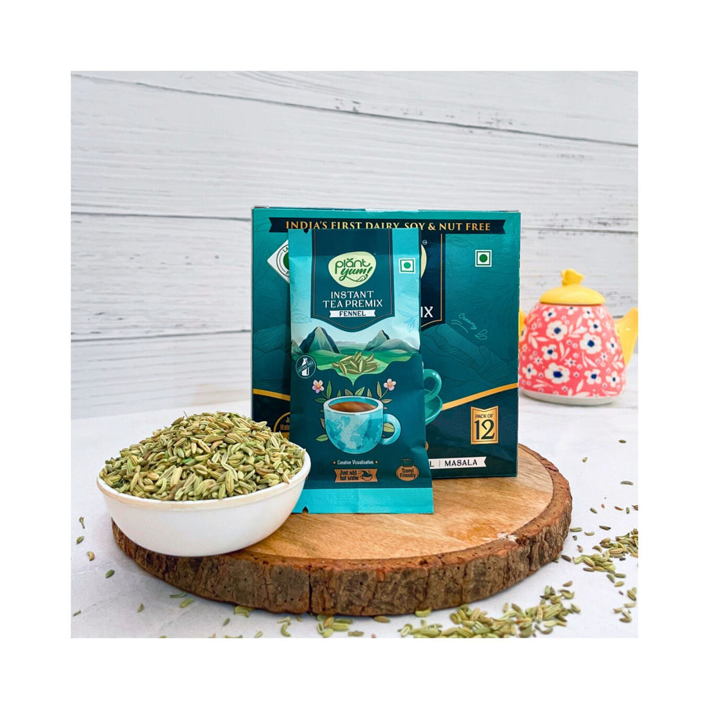 plant_yum_instant_tea_premix_fennel_saunf_vegan_pack_of_12_18g_216g_pack_front_lifestyle