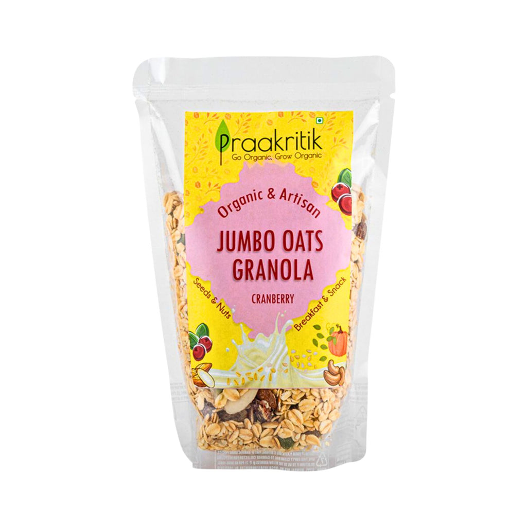 praakritik_organic_jumbo_oats_granola_cranberry_300g_pack_front