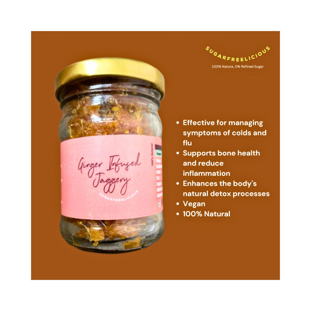 sugarfreelicious_jaggery_infused_ginger_vegan_130g_jar_front_benefits
