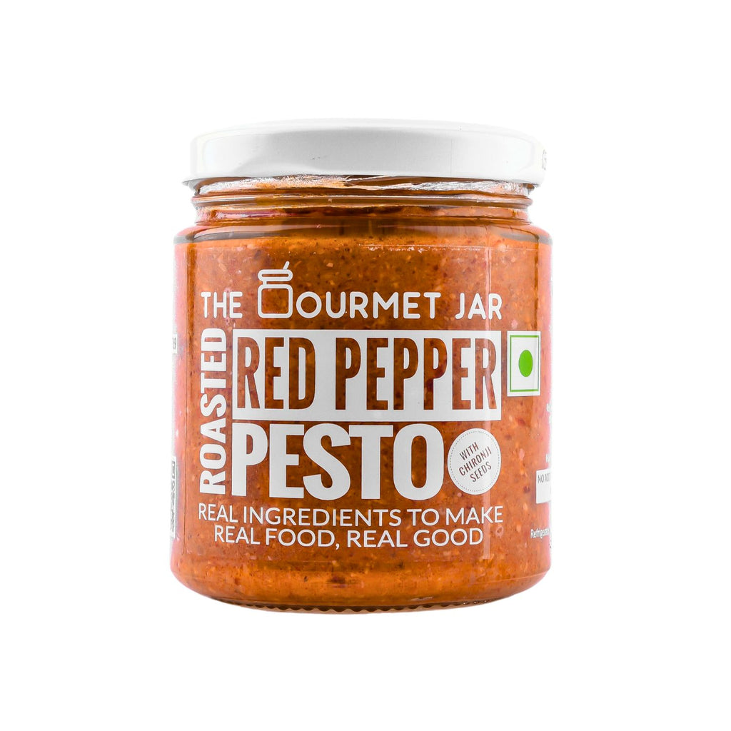 the_gourmet_jar_roasted_red_pepper_pesto_with_chironji_seeds_190g_jar_front