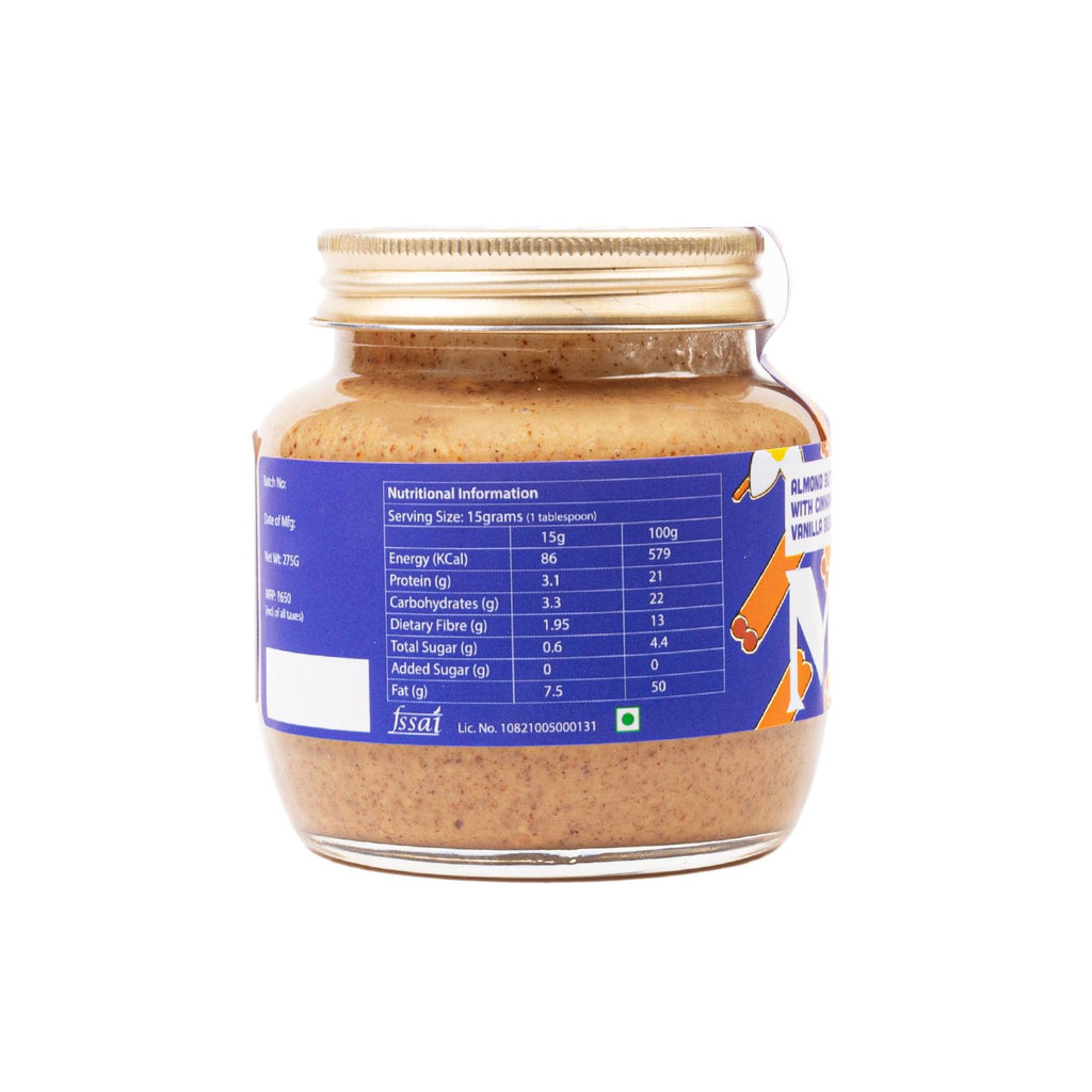 the_mindful_pantry_almond_butter_with_cinnamon_and_vanilla_bean_275g_jar_side