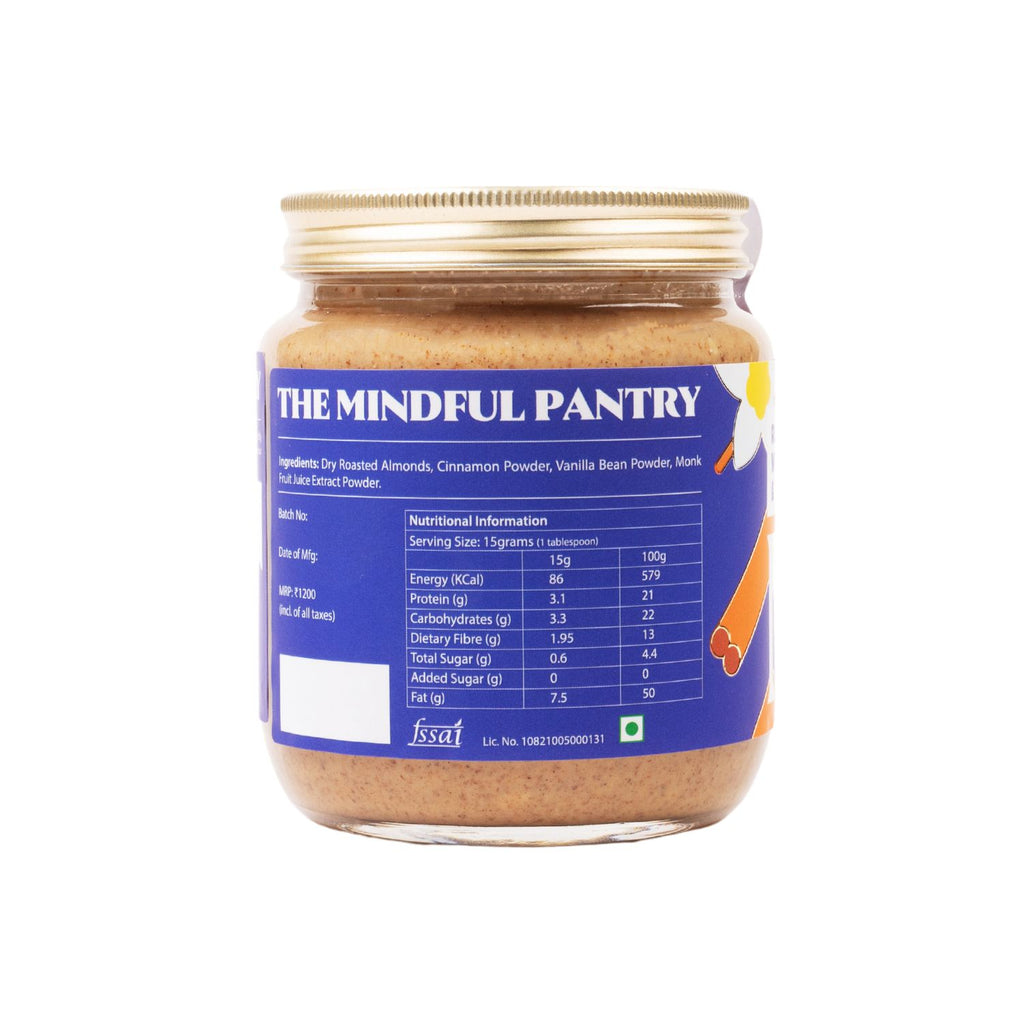 the_mindful_pantry_almond_butter_with_cinnamon_and_vanilla_bean_530g_jar_side